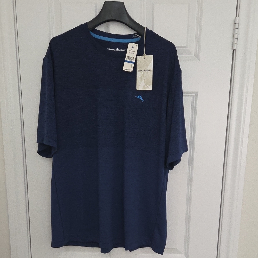 Tommy Bahama Navy Short-Sleeve Crew with Embroidered Marlin